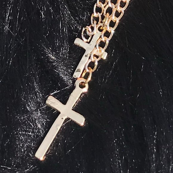 Boho Earrings Cross Bead Goldtone Drop Dangles NWT - Picture 3 of 5